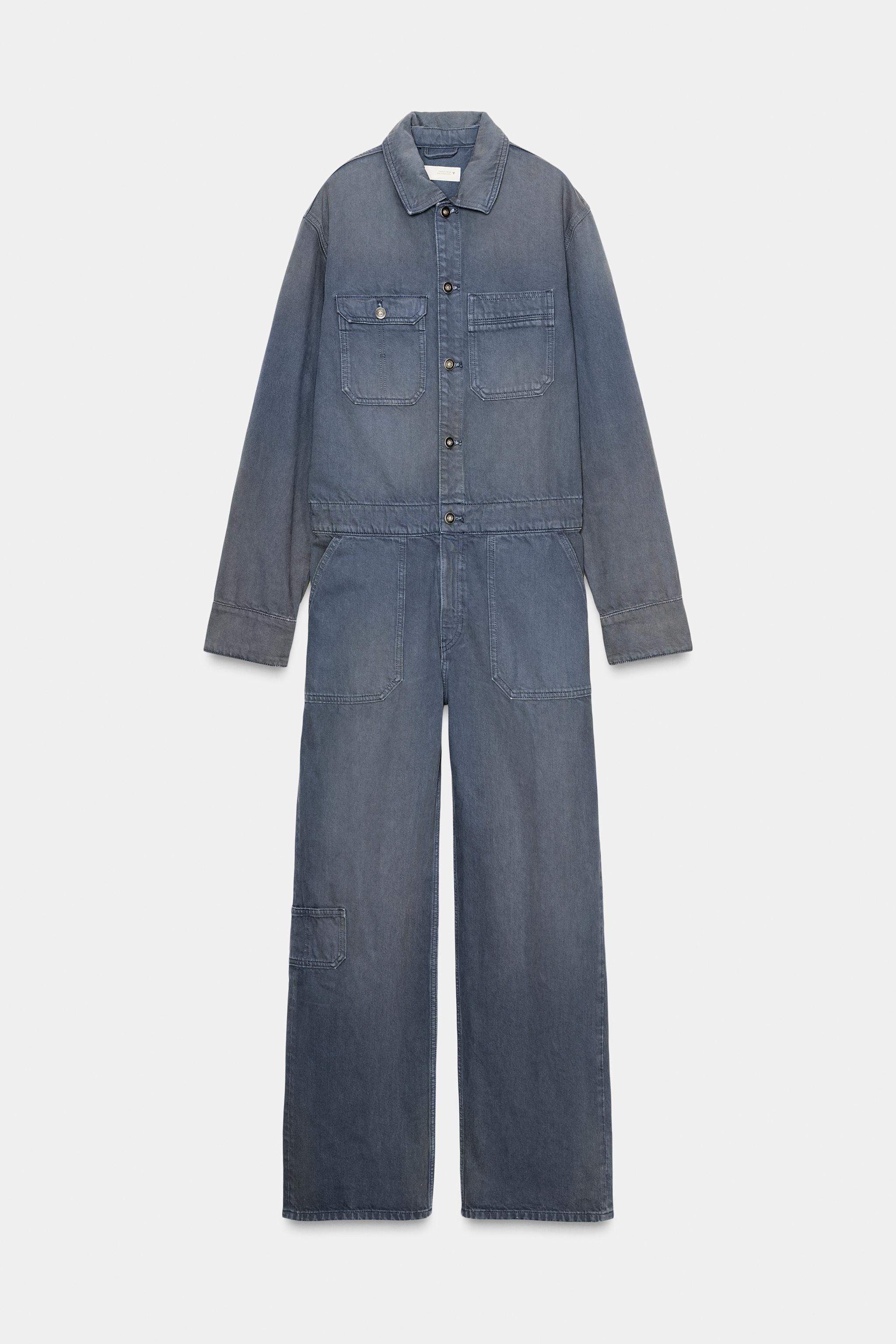 TRF WASHED EFFECT DENIM JUMPSUIT